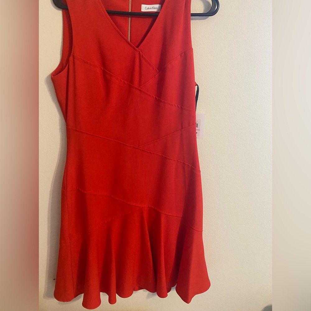 NWT Calvin Klein Fire Red Dress. Size 6